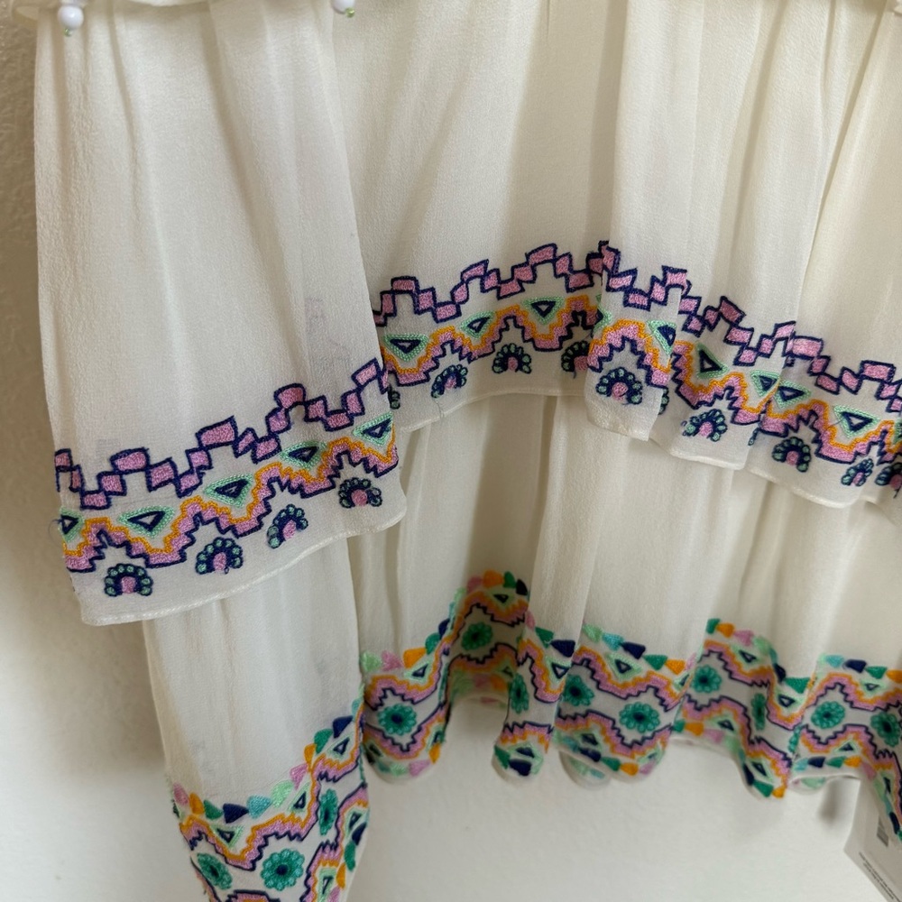 HEMANT AND NANDITA Silk Ivory embroidered Dress Size S - Picture 8 of 14